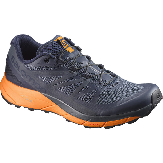 Zapatillas Trail Running Salomon Hombre Azul Marino / Naranjas - Salomon Argentina SENSE RIDE ,49307